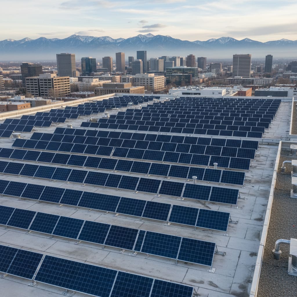 Gewerbliches Flachdach mit Photovoltaik